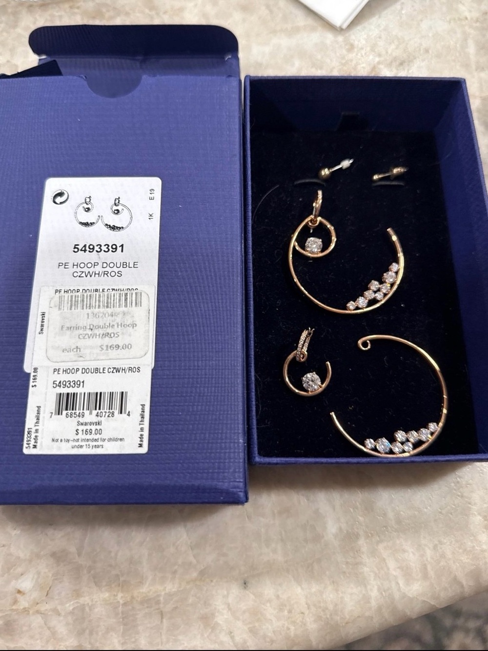 Swarovski Double Hoop Earrings with Crystal Accents